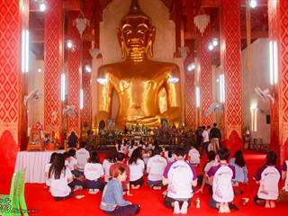 นิสิตคณะศิลปศาสตร์,มหาวิทยาลัยพะเยา,เข้าค่ายส่งเสริมคุณธรรมจริยธรรมและทำนุบำรุงศิลปวัฒนธรรม,ณ,วัดพระธาตุจอมทอง