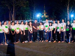 นิสิตคณะศิลปศาสตร์,มหาวิทยาลัยพะเยา,เข้าค่ายส่งเสริมคุณธรรมจริยธรรมและทำนุบำรุงศิลปวัฒนธรรม,ณ,วัดพระธาตุจอมทอง