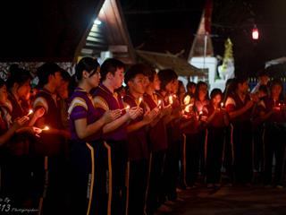 นิสิตคณะศิลปศาสตร์,มหาวิทยาลัยพะเยา,เข้าค่ายส่งเสริมคุณธรรมจริยธรรมและทำนุบำรุงศิลปวัฒนธรรม,ณ,วัดพระธาตุจอมทอง