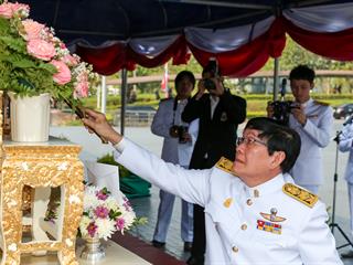 มหาวิทยาลัยพะเยา,นำโดย,ศาสตราจารย์พิเศษ,ดร.มณฑล,สงวนเสริมศรี,อธิการบดีมหาวิทยาลัยพะเยา,พร้อมด้วยคณะผู้บริหาร,คณาจารย์,เจ้าหน้าที่,,เข้าร่วมพิธีวางพวงมาลาถวายราชสักการะ,วันคล้ายวันสวรรคตสมเด็จพระนเรศวรมหาราช,ประจำปี,2561,
