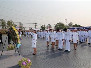 มหาวิทยาลัยพะเยา,นำโดย,ศาสตราจารย์พิเศษ,ดร.มณฑล,สงวนเสริมศรี,อธิการบดีมหาวิทยาลัยพะเยา,พร้อมด้วยคณะผู้บริหาร,คณาจารย์,เจ้าหน้าที่,,เข้าร่วมพิธีวางพวงมาลาถวายราชสักการะ,วันคล้ายวันสวรรคตสมเด็จพระนเรศวรมหาราช,ประจำปี,2561,
