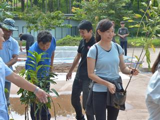 กิจกรรมรับน้องแบบสร้างสรรค์,พัฒนาพื้นที่,โดยร่วมกันปลูกต้นไม้,รอบบริเวณวิทยาลัยพลังงานและสิ่งแวดล้อม
