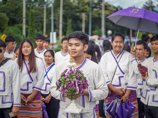 คณะรัฐศาสตร์และสังคมศาสตร์,มหาวิทยาลัยพะเยา,ร่วมกิจกรรมประเพณีเดินเข้ามหาวิทยาลัยพะเยา,ประจำปี,2561