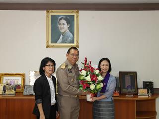 อธิการบดีมหาวิทยาลัยพะเยา,พร้อมคณะผู้บริหาร,ต้อนรับผู้ว่าราชการจังหวัดพะเยาพร้อมผู้บริหาร,ในโอกาสแสดงความยินดีในการเข้ารับตำแหน่งอธิการบดีมหาวิทยาลัยพะเยา