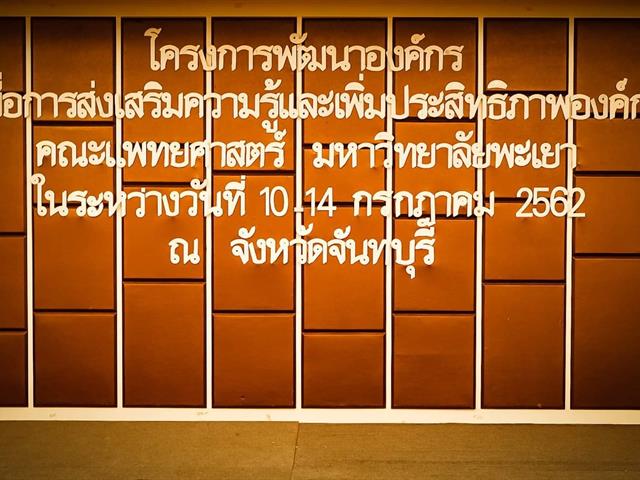 โครงการพัฒนาองค์กรณ์เพื่อการส่งเสริมความรู้และเพิ่มประสิทธิภาพองค์กรคณะแพทยศาสตร์,มหาวิทยาลัยพะเยา,ในระหว่างวันที่,10,ถึง,14,กรกฎาคม,2562,ณ,จังหวัดจันทบุรี