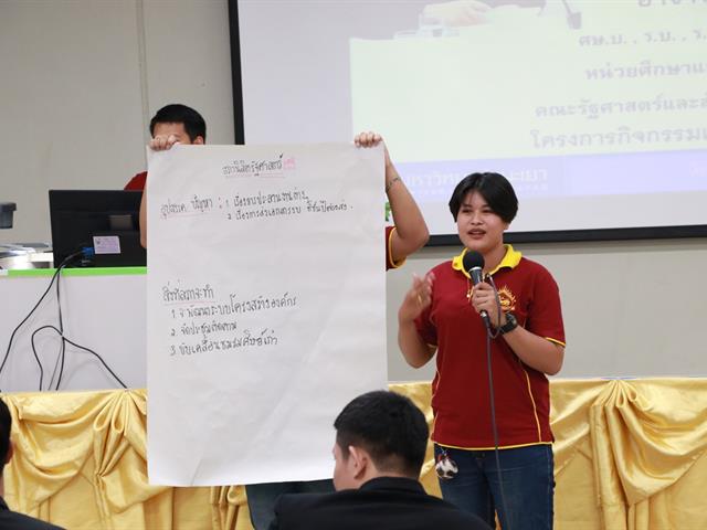 คณะรัฐศาสตร์และสังคมศาสตร์,มหาวิทยาลัยพะเยา,ดำเนินการจัดโครงการกิจกรรมเสริมสร้างพัฒนานิสิต,สาขาวิชารัฐศาสตร์