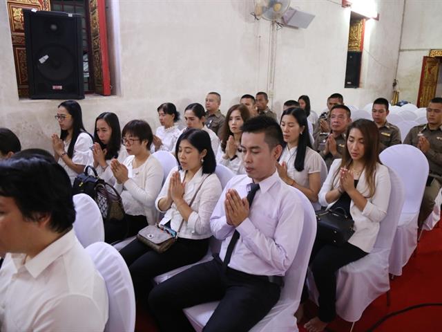 มหาวิทยาลัยพะเยา,ร่วมสวดพิธีสวดพระอภิธรรม,บำเพ็ญกุศลถวาย,พระอุบาลีคุณูปมาจารย์,(ปวง,ธมฺมปญฺญมหาเถร,ป.ธ.๕),ณ,วิหารวัดศรีโคมคำ,อ.เมือง,จ.พะเยา
