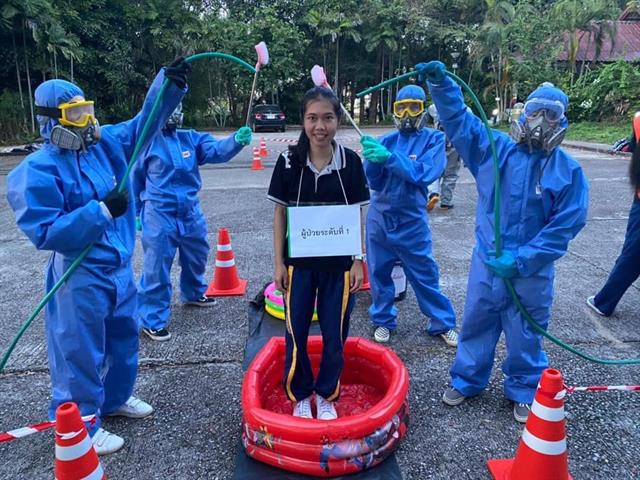 สาขาวิชาอาชีวอนามัยและความปลอดภัย จัดกิจกรรมฝึกอบรมการตอบโต้สารเคมีรั่วไหล