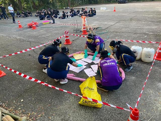 สาขาวิชาอาชีวอนามัยและความปลอดภัย จัดกิจกรรมฝึกอบรมการตอบโต้สารเคมีรั่วไหล
