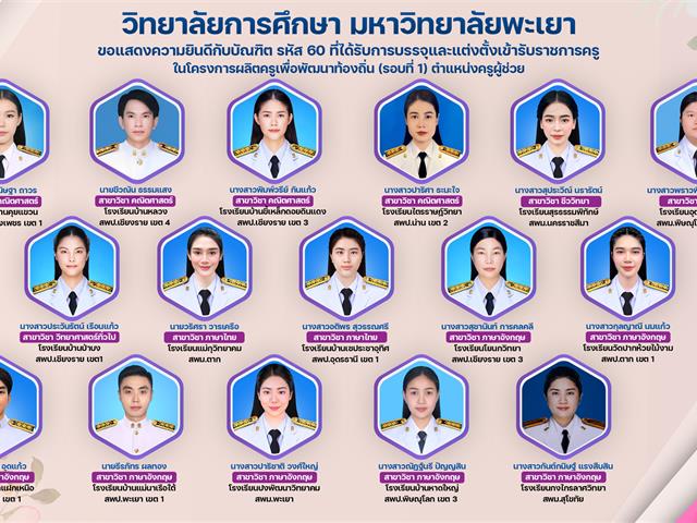 ขอแสดงความยินดีกับบัณฑิต รหัส 60 ที่ได้รับการบรรจุและแต่งตั้งเข้ารับราชการครู