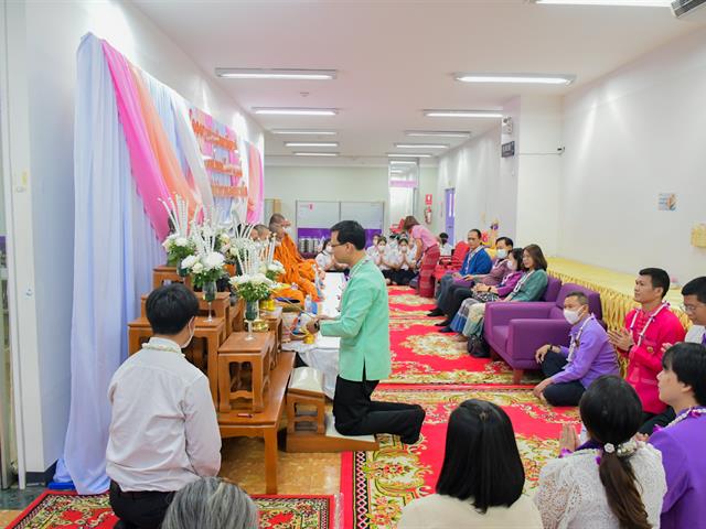 วิทยาลัยการศึกษา ดำเนินโครงการทำบุญวิทยาลัยการศึกษาและกิจกรรมประเพณีสงกรานต์ รดน้ำดำหัว ผู้บริหารและผู้อาวุโส ประจำปี พ.ศ. 2566