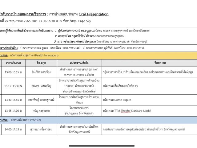 คณะสาธารณสุขศาสตร์ มหาวิทยาลัยพะเยา ร่วมเป็นเจ้าภาพกับเครือข่ายหมออนามัยวิชาการ ในงานประชุมวิชาการเครือข่ายหมออนามัยแห่งชาติ ครั้งที่ 3 "กระอำนาจด้านสุขภาพ โอกาสและความท้าทายเพื่อการขับเคลื่อนการจัดการอุบัติเหตุทางถนนและระบบสุขภาพปฐมภูมิ" ระหว่างวันที่ 24-26 พฤษภาคม 2566 ณ โรงแรมเดอะ พาโก้ ดีไซด์ จังหวัดภูเก็ต 