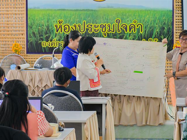 วิทยาลัยการศึกษา ดำเนินโครงการอบรมเชิงปฏิบัติการ เรื่อง การพัฒนาผลิตภัณฑ์ชากลีบบัวหลวงผสมดอกคำใต้ และการตลาดดิจิทัล