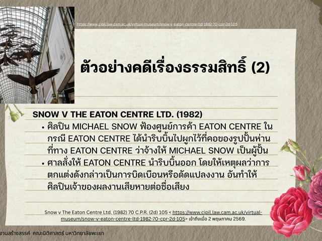ธรรมสิทธิ์ (Moral rights) สิทธิโดยชอบธรรมของผู้สร้างสรรค์ในการได้รับเครดิต