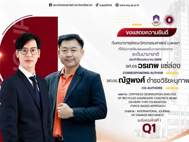 ขอแสดงความยินดีกับคณาจารย์ ที่ได้รับการตีพิมพ์ ในบทความวิชาการระดับนานาชาติ ประจำปีงบประมาณ 2569 งวดที่ 1