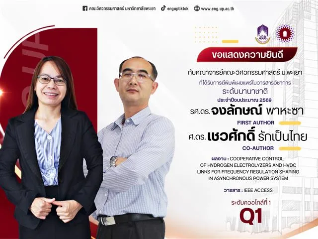 ขอแสดงความยินดีกับคณาจารย์ ที่ได้รับการตีพิมพ์ ในบทความวิชาการระดับนานาชาติ ประจำปีงบประมาณ 2569 งวดที่ 1