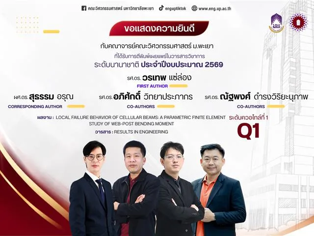 ขอแสดงความยินดีกับคณาจารย์ ที่ได้รับการตีพิมพ์ ในบทความวิชาการระดับนานาชาติ ประจำปีงบประมาณ 2569 รอบที่ 2