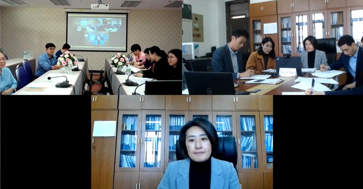 คณะศิลปศาสตร์ร่วมประชุมออนไลน์เพื่อรายงานและติดตามผลความร่วมมือทางวิชาการ ระหว่างมหาวิทยาลัยพะเยา และ มหาวิทยาลัยครุศาสตร์เทียนจิน ประเทศจีน