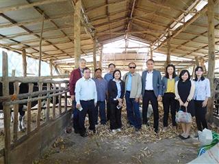 รองศาสตราจารย์ ดร. สมบูรณ์ อนันตลาโภชัย ผู้ทรงคุณวุฒิ คณะวิทยาศาสตร์ หัวหน้าโครงการวิจัยฯ พร้อมกันนี้ ได้เยี่ยมชมผลงานการประยุกต์ใช้แบคทีเรียพันธุ์กลายจากเทคนิคพลาสมาพลังงานต่ำเพื่อผลิตอาหารโคนมจากวัสดุเหลือใช้ทางการเกษตร
